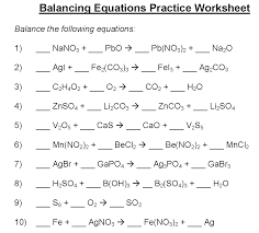Balancing Equations Practice Worksheet