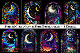 Stained Glass Crescent Moon Star