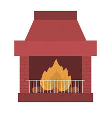Vector Chimney With Fire And Logs