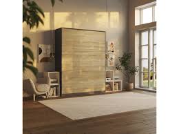 Folding Wall Bed 160cm Vertical Anthracite Oak Sonoma Comfort Slattes Smartbett