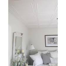 A La Maison Ceilings R24 Line Art Foam Glue Up Ceiling Tile Pack Of 8 Plain White