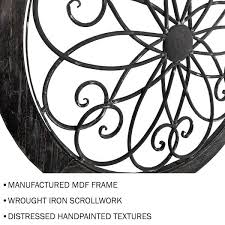 Gray 24 In Round Scroll Medallion Wood