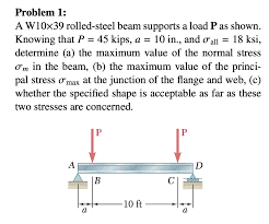 a w10x39 rolled steel beam supports a
