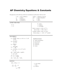 Ap Chemistry Equations And Constants