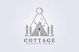 Cabin Cottage Line Art Icon Sign