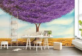 Purple Tree Fl Wallpaper Flowar