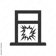 Broken Window Black Icon Vector