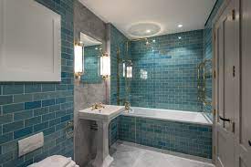 13 Baths Tiled In Beautiful Sea Glass Blue