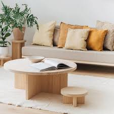 Round Solid Wood Coffee Table For The
