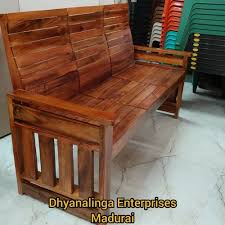 Acacia Wooden Bench With Backrest At