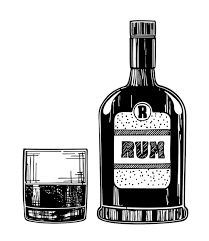 Rum Bottle And Glass Glass Of