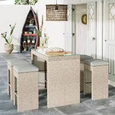 Wicker Rattan Outdoor Dining Table Set