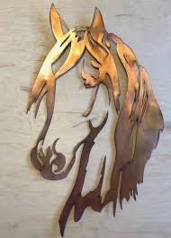 Horse Head Copper Patina Metal Wall Art