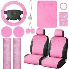 Nuenen 15 Pcs Pink Car Accessories Set