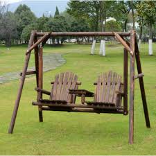 Rustic Swing Seat Wooden Patio Rocking