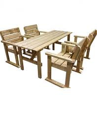 Timber Garden Table And 4 Timber Chairs