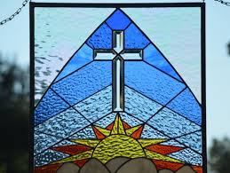 Large Stained Glass Cross Art