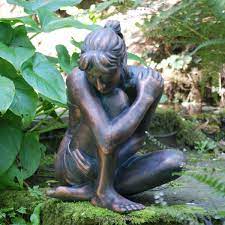 Contemplating Girl Bronze Resin Garden