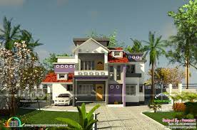 4 Bhk Kerala Style Mixed Roof Home Plan