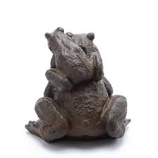 Luxenhome Brown Mgo Frog Family Garden