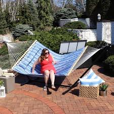 Sunnydaze Decor Quilted Fabric Hammock With 12 Stand Catalina Beach