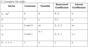 Numerical Coefficient Literal
