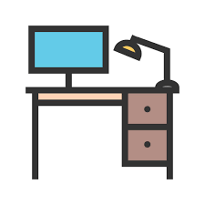 Office Desk Line Filled Icon Iconbunny