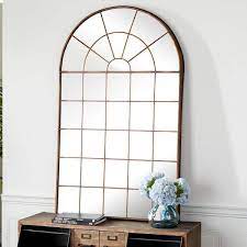 Arched Framed Brown Wall Mirror