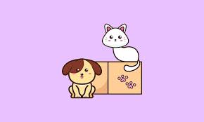 Cute Cat And Dog Friend Cartoon Vector