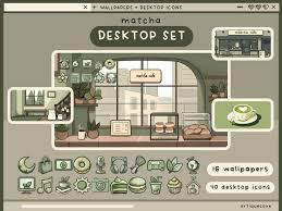 Matcha Lofi Desktop Set Wallpapers