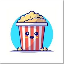 Cute Popcorn Cartoon Vector Icon