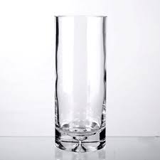 Cylinder Heavy Bubble Base Clear Glass