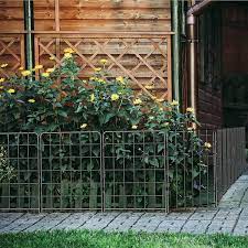 Oumilen 24 In H X 10 Ft L Metal Garden Fence Decorative 10 Pack No Dig Barrier Fence Black