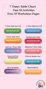 10 free 7 times table chart worksheets
