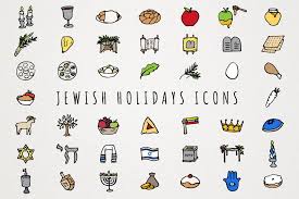 Jewish Holidays Icons Clipart Set Hand