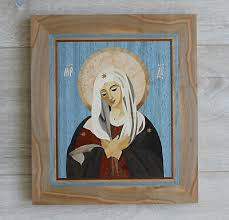 Custom Virgin Mary Wood Icon Ukrainian