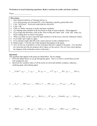 Worksheet To Teach Balancing Equations