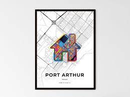 Port Arthur Texas Port Arthur Map Art