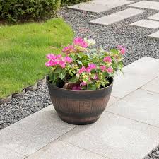 Half Barrel Flower Garden Planter Bowl