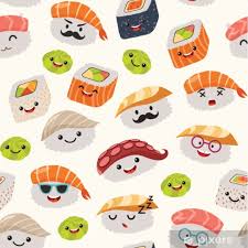 Wall Mural Sushi Emoji Seamless Pattern