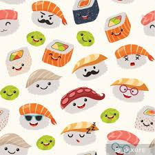 Shower Curtain Sushi Emoji Seamless