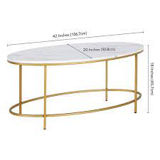 In Brass Oval Faux Marble Coffee Table