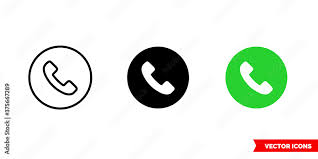 Telephone Icon Of 3 Types Color Black