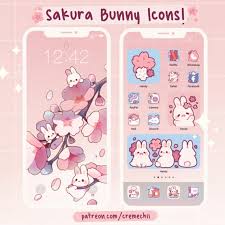 Sakura Bunny App Icon Set Kawaii