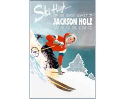 Wyoming Travel Poster Tetons Snow Ski