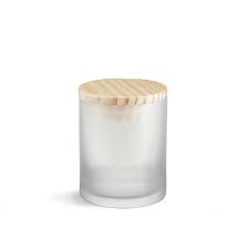 Frosted Glass Jar With Wooden Lid Raw