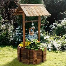 Outdoor Wishing Well Wooden Planter