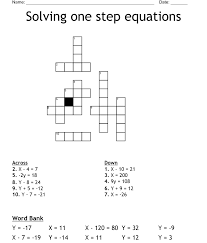 Solving One Step Equations Crossword