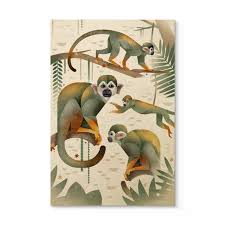 Poster Braun Squirrel Monkeys Wall