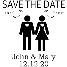 Custom Couple Icon Save The Date Stamp